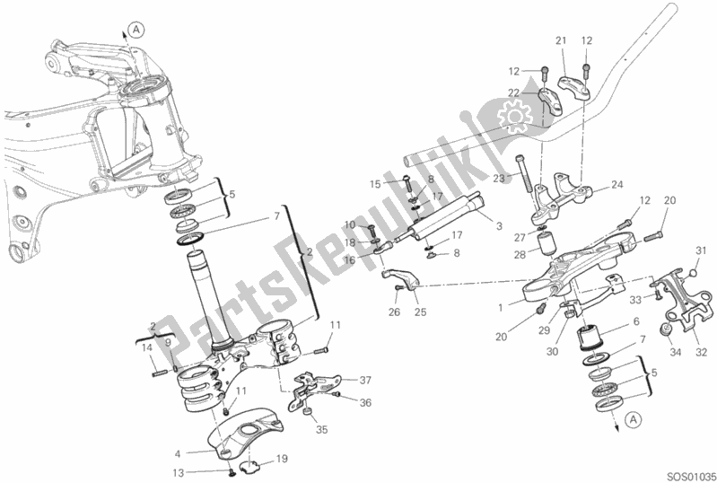 All parts for the Steering Assembly of the Ducati Streetfighter V4 S Thailand 1103 2020
